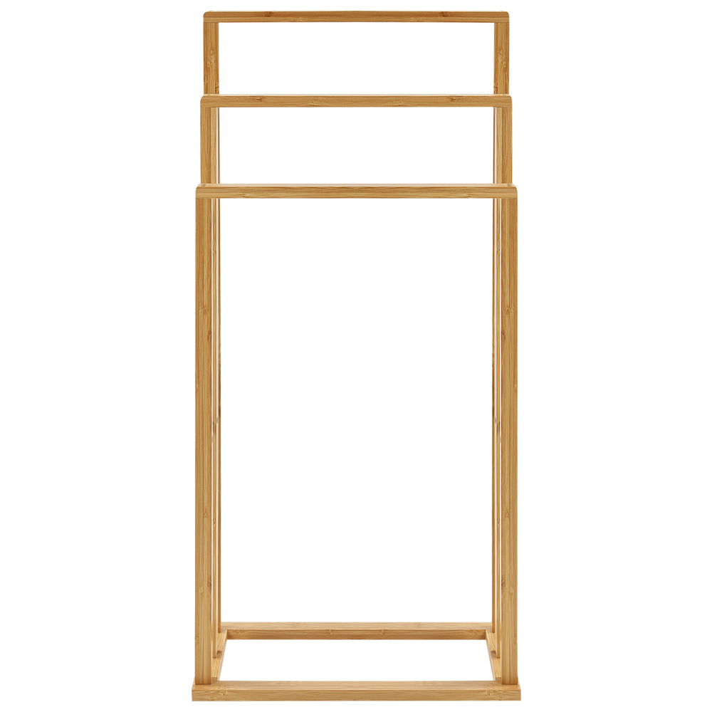 Portasciugamani in legno chiaro di bambù 81x40 cm 3 binari Accessori per il bagno