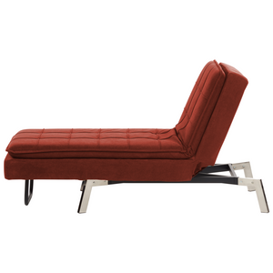 Chaise longue Tessuto Rosso capitonnè Schienale e Gambe Regolabili Modern Glam