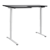 Scrivania elettrica regolabile a forma di L 160 x 59 cm Piano bianco e nero lato sinistro stile moderno