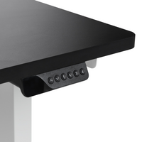 Scrivania elettrica regolabile a forma di L 160 x 59 cm Piano bianco e nero lato sinistro stile moderno