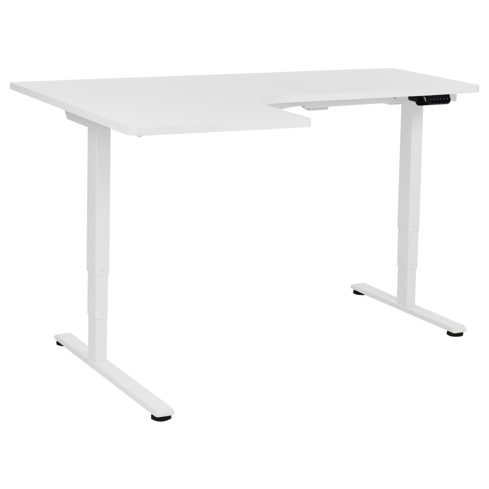 Scrivania elettrica regolabile a forma di L 160 x 59 cm Piano bianco lato sinistro stile moderno