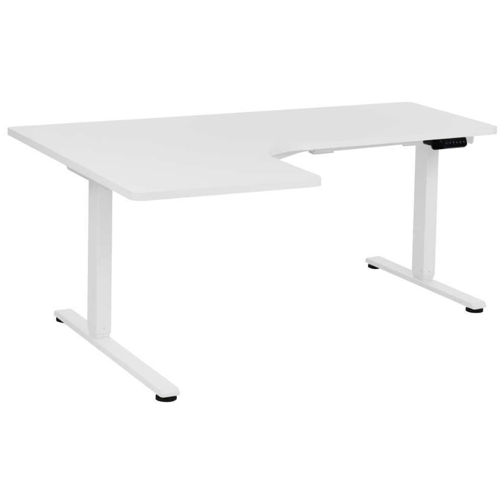 Scrivania elettrica regolabile a forma di L 160 x 59 cm Piano bianco lato sinistro stile moderno