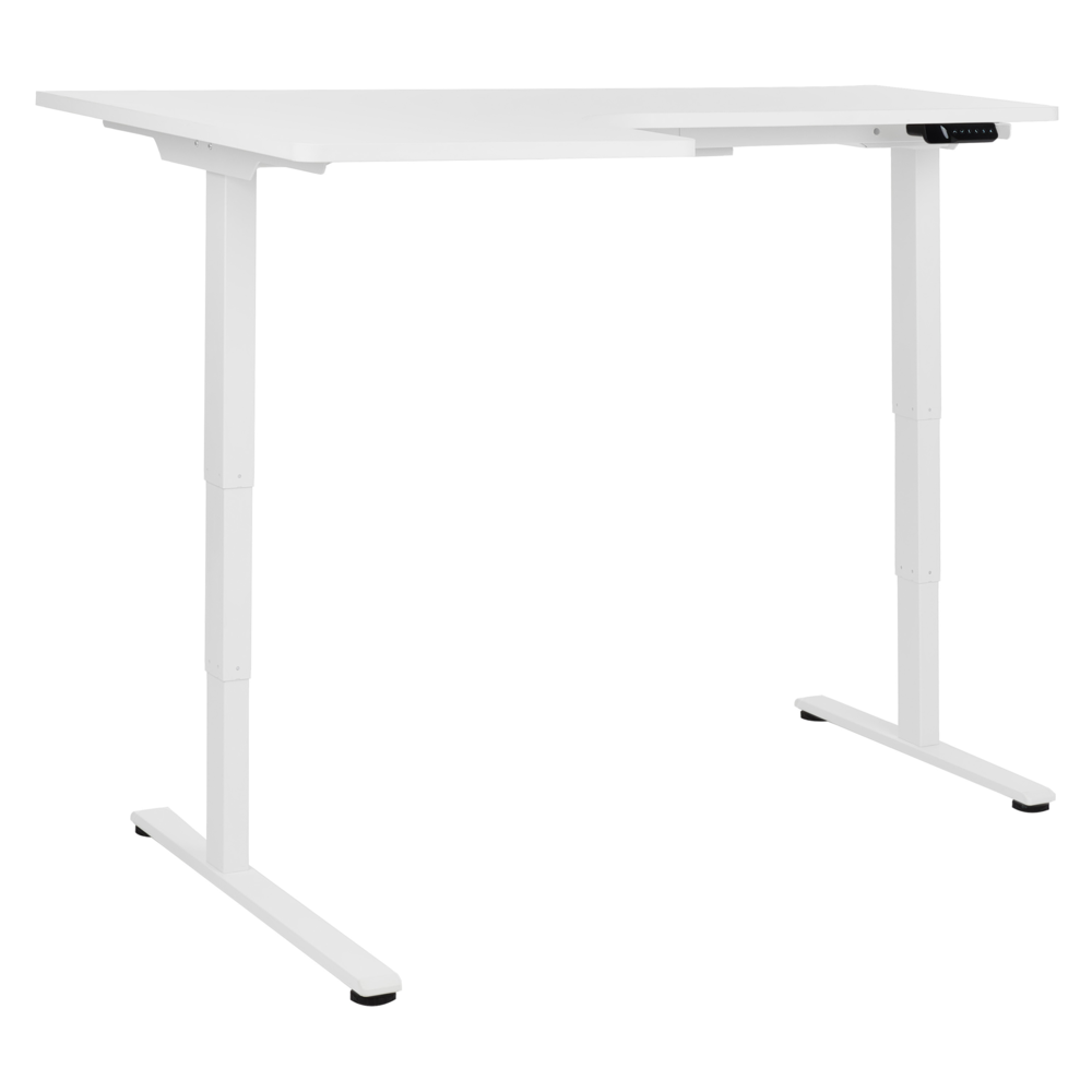 Scrivania elettrica regolabile a forma di L 160 x 59 cm Piano bianco lato sinistro stile moderno