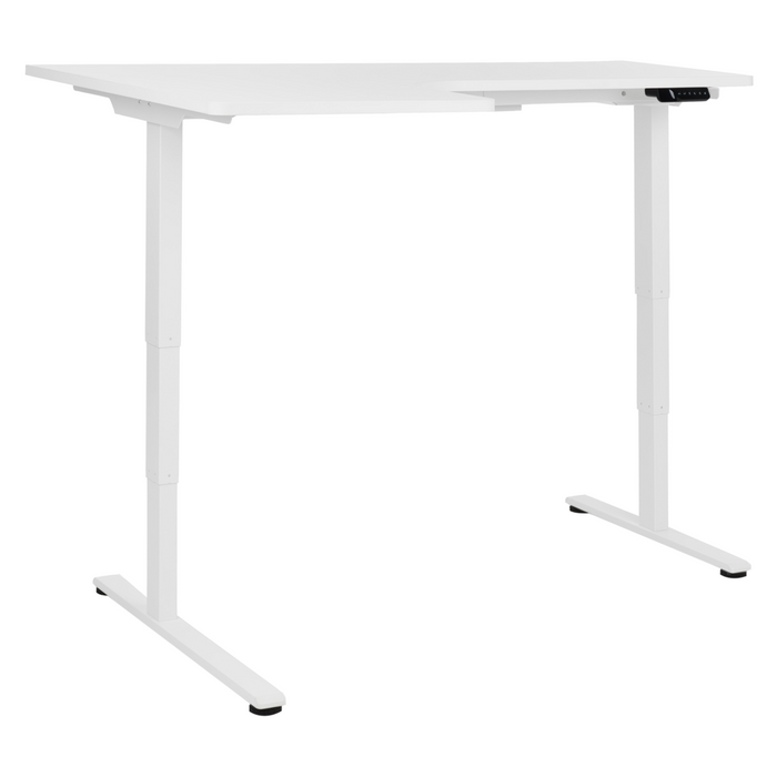 Scrivania elettrica regolabile a forma di L 160 x 59 cm Piano bianco lato sinistro stile moderno