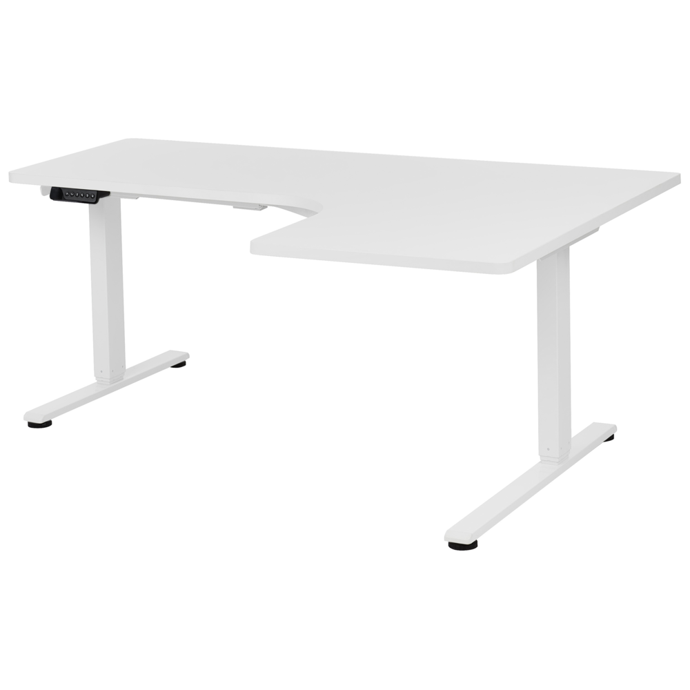 Scrivania elettrica regolabile a forma di L 160 x 59 cm Piano bianco lato destro stile moderno