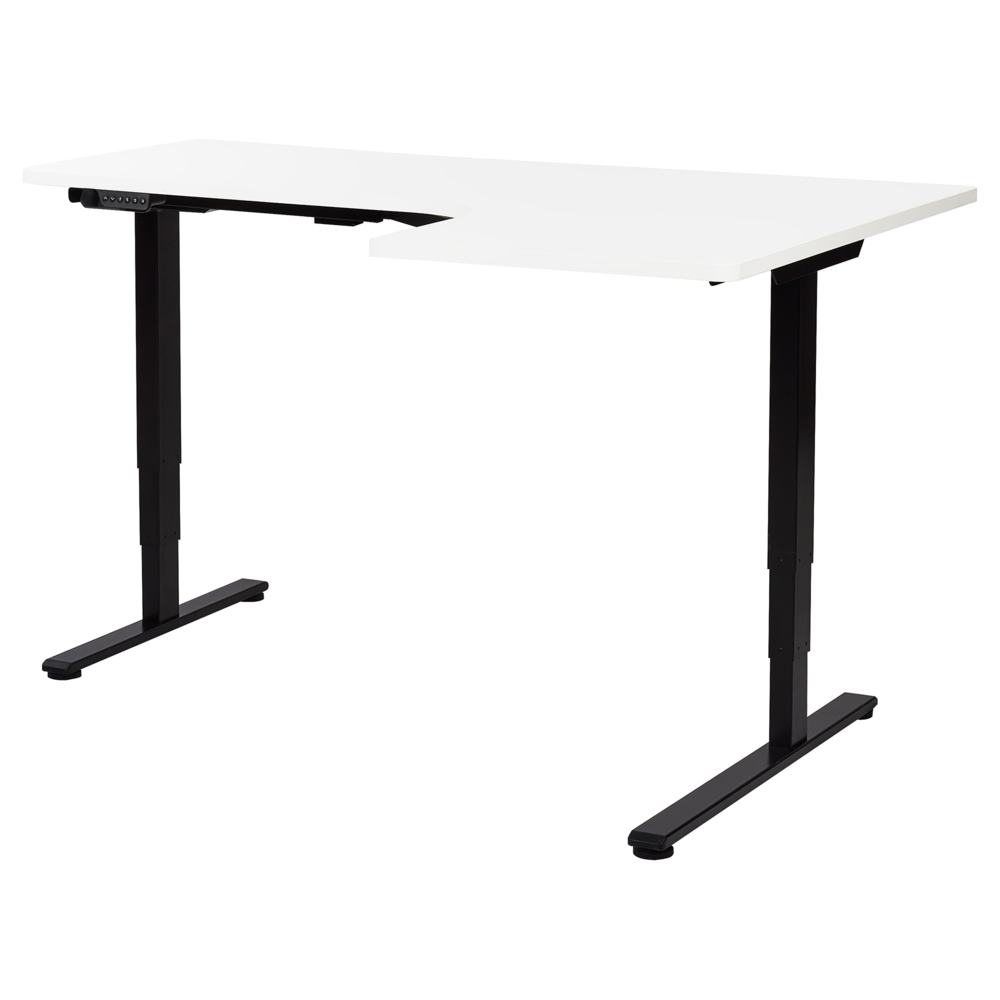 Scrivania elettrica regolabile a forma di L 160 x 59 cm Piano nero e bianco lato destro stile moderno