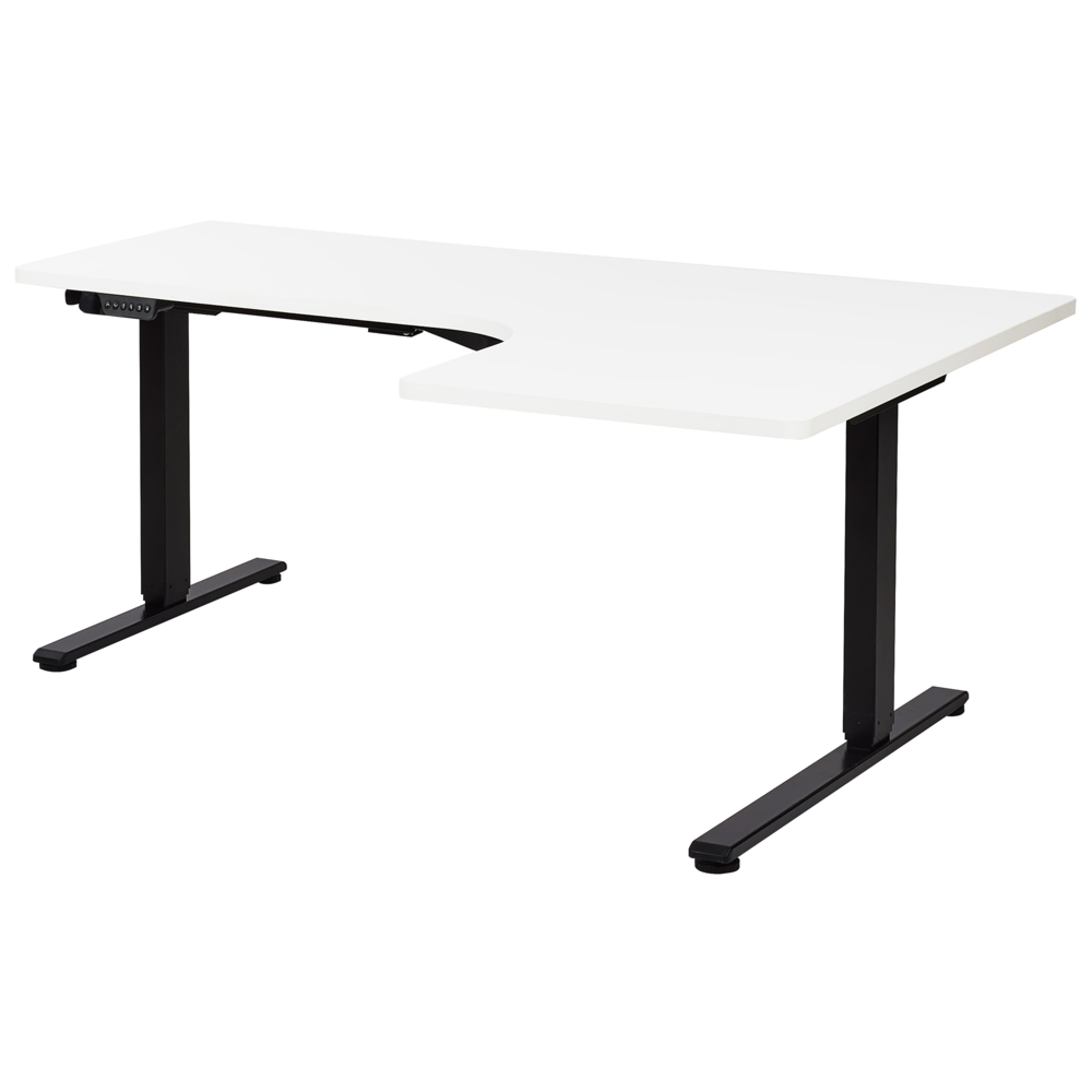 Scrivania elettrica regolabile a forma di L 160 x 59 cm Piano nero e bianco lato destro stile moderno