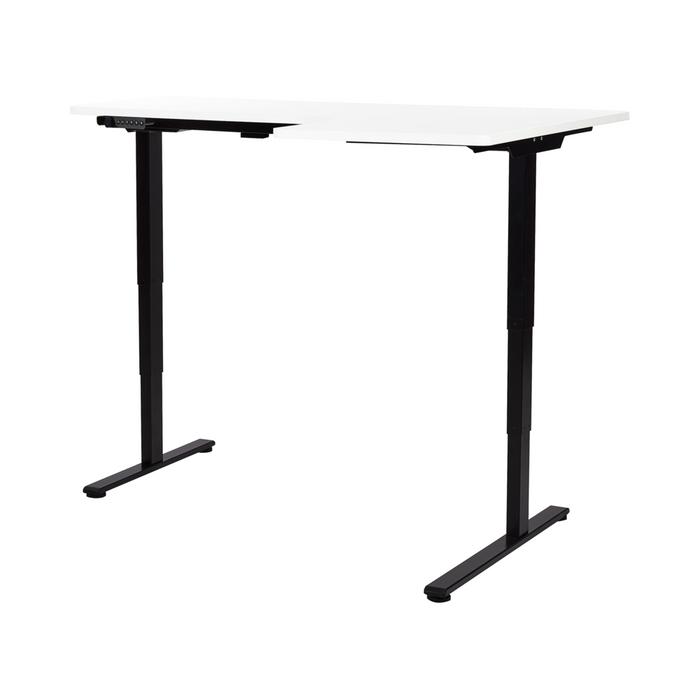 Scrivania elettrica regolabile a forma di L 160 x 59 cm Piano nero e bianco lato destro stile moderno