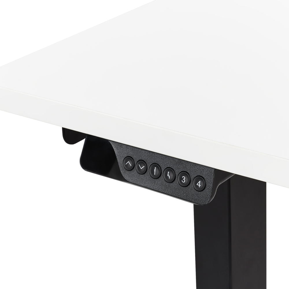 Scrivania elettrica regolabile a forma di L 160 x 59 cm Piano nero e bianco lato destro stile moderno