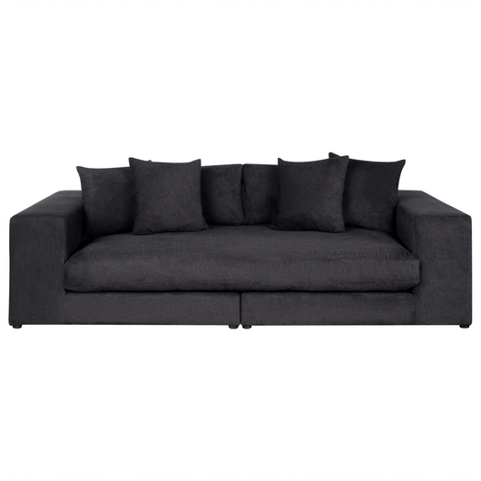 Divano 3 posti in tessuto di poliestere nero con schienale e braccioli soggiorno moderno