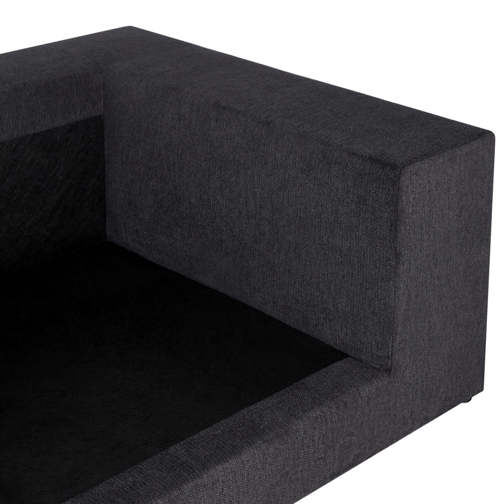 Divano 3 posti in tessuto di poliestere nero con schienale e braccioli soggiorno moderno