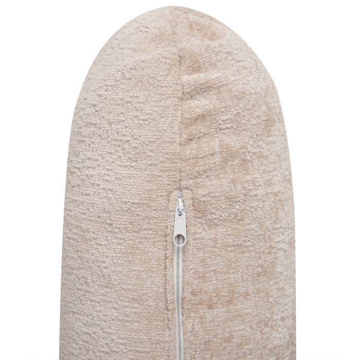 Divano angolare 3 posti destro imbottito in ciniglia beige con funzione di dormiente e schienale imbottito estraibile Gambe in legno