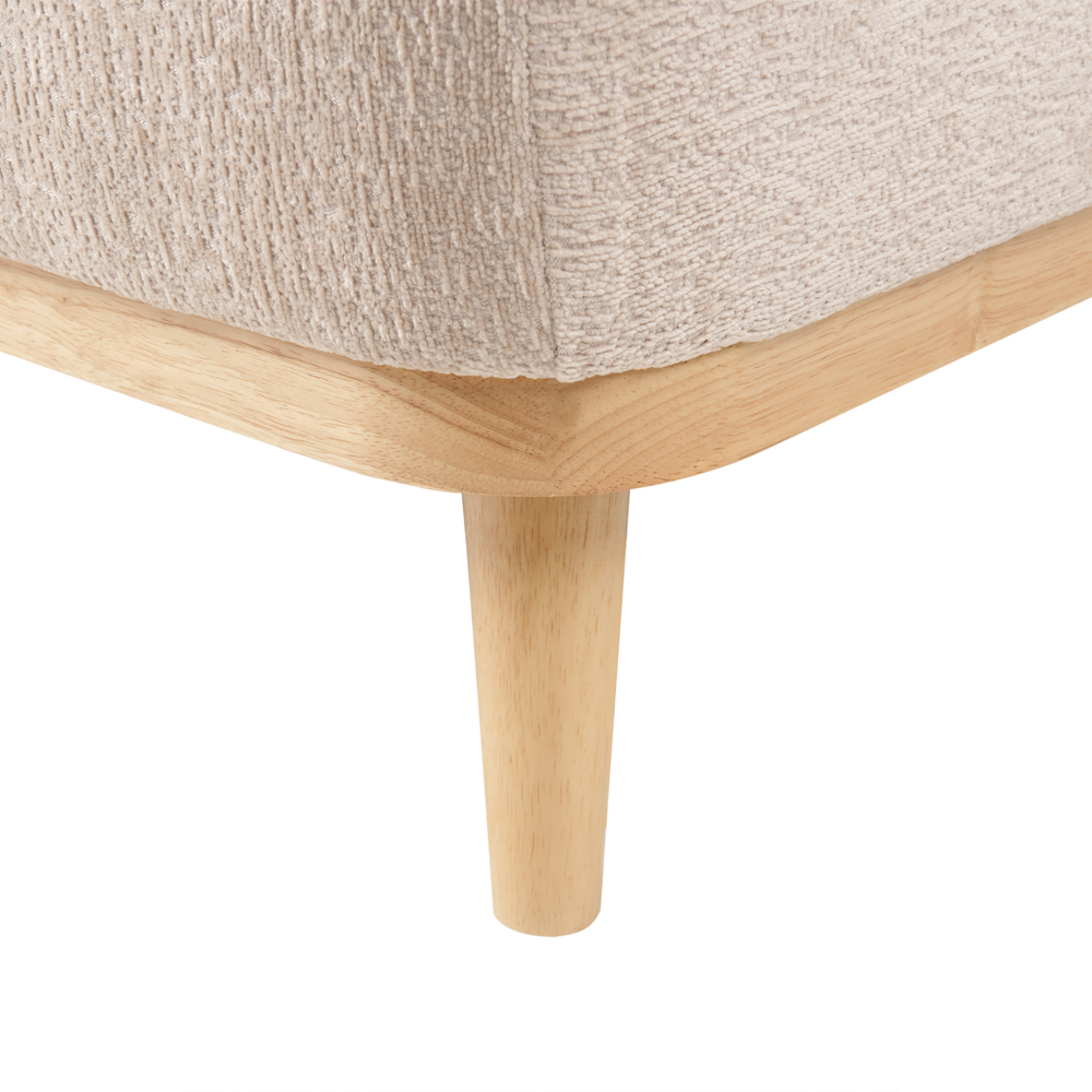 Divano angolare 3 posti destro imbottito in ciniglia beige con funzione di dormiente e schienale imbottito estraibile Gambe in legno