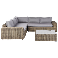 Set da giardino in vimini PE Rattan grigio con cuscini 6 posti marrone chiaro esterno elegante