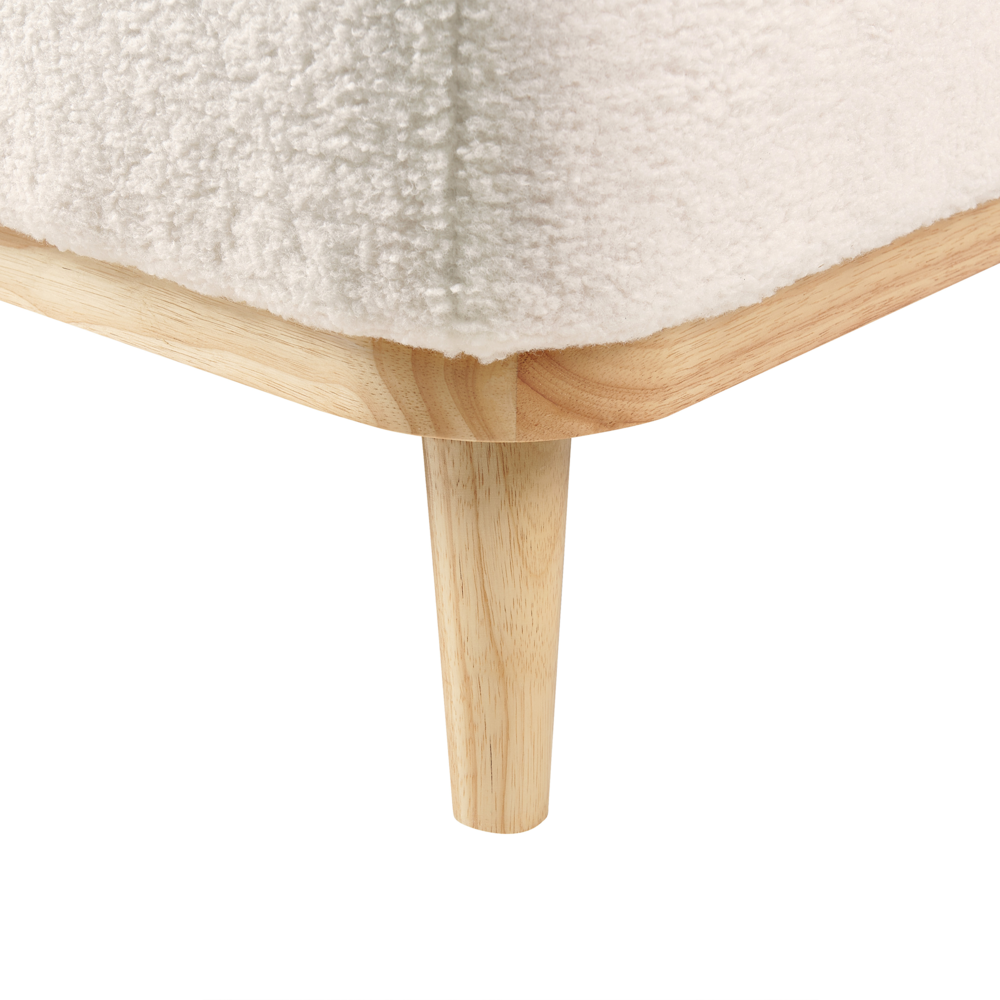 Divano angolare 3 posti sinistro imbottito in ciniglia bianco con funzione di dormiente e schienale imbottito estraibile Gambe in legno