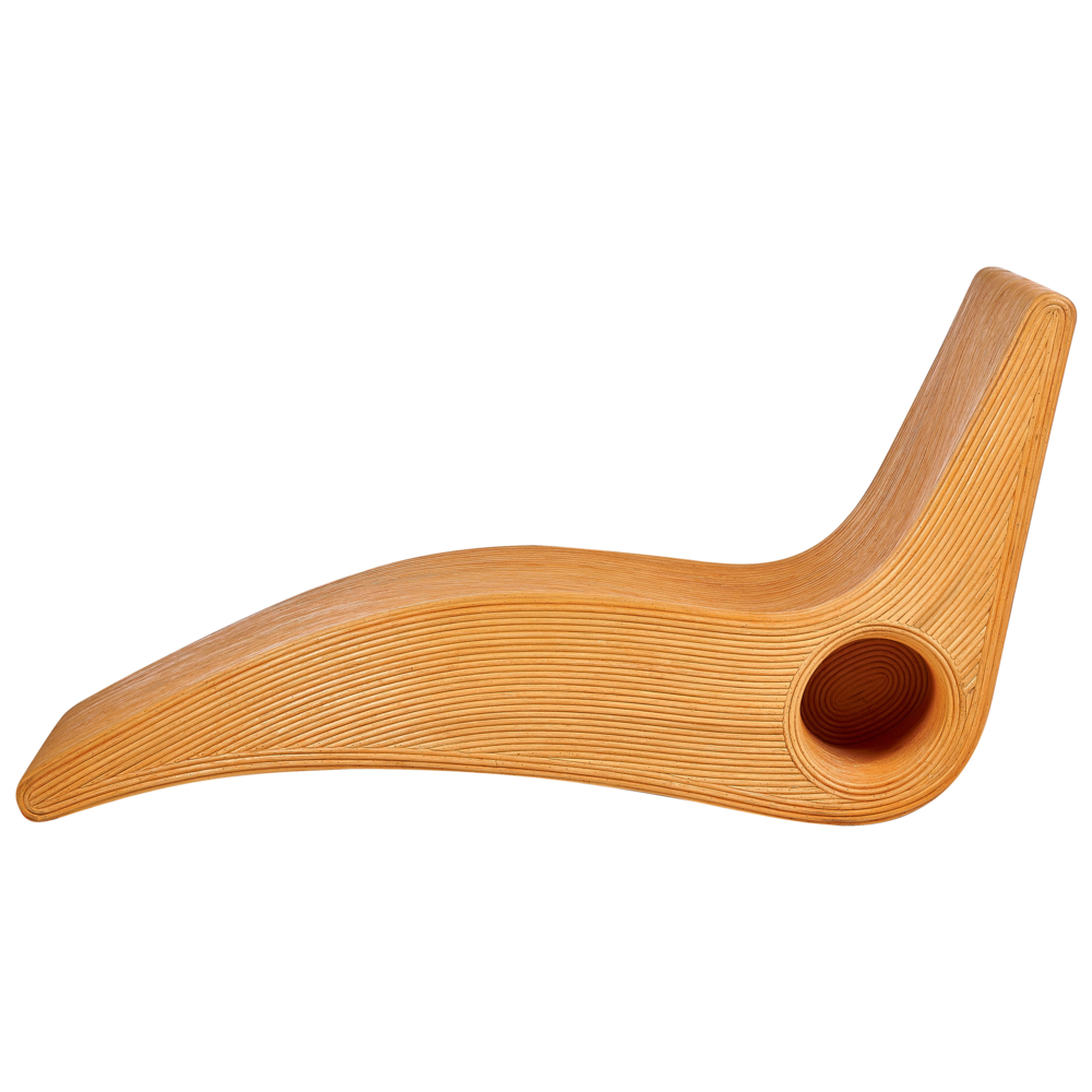 Lettino prendisole in legno chiaro Rattan Design a doghe Forma curva Lettino da giardino