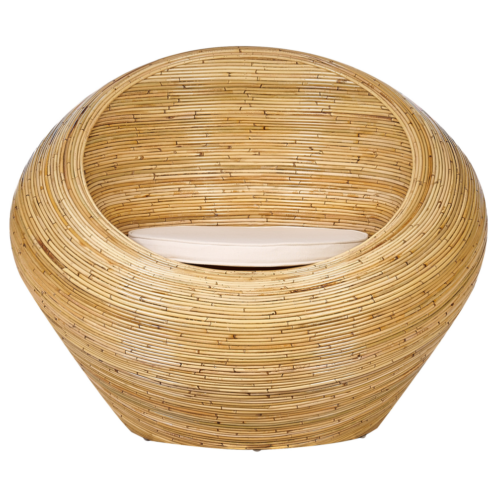 Set di 2 poltrone da giardino in rattan naturale con cuscini di seduta Beige Stile Boho per interni e per esterni