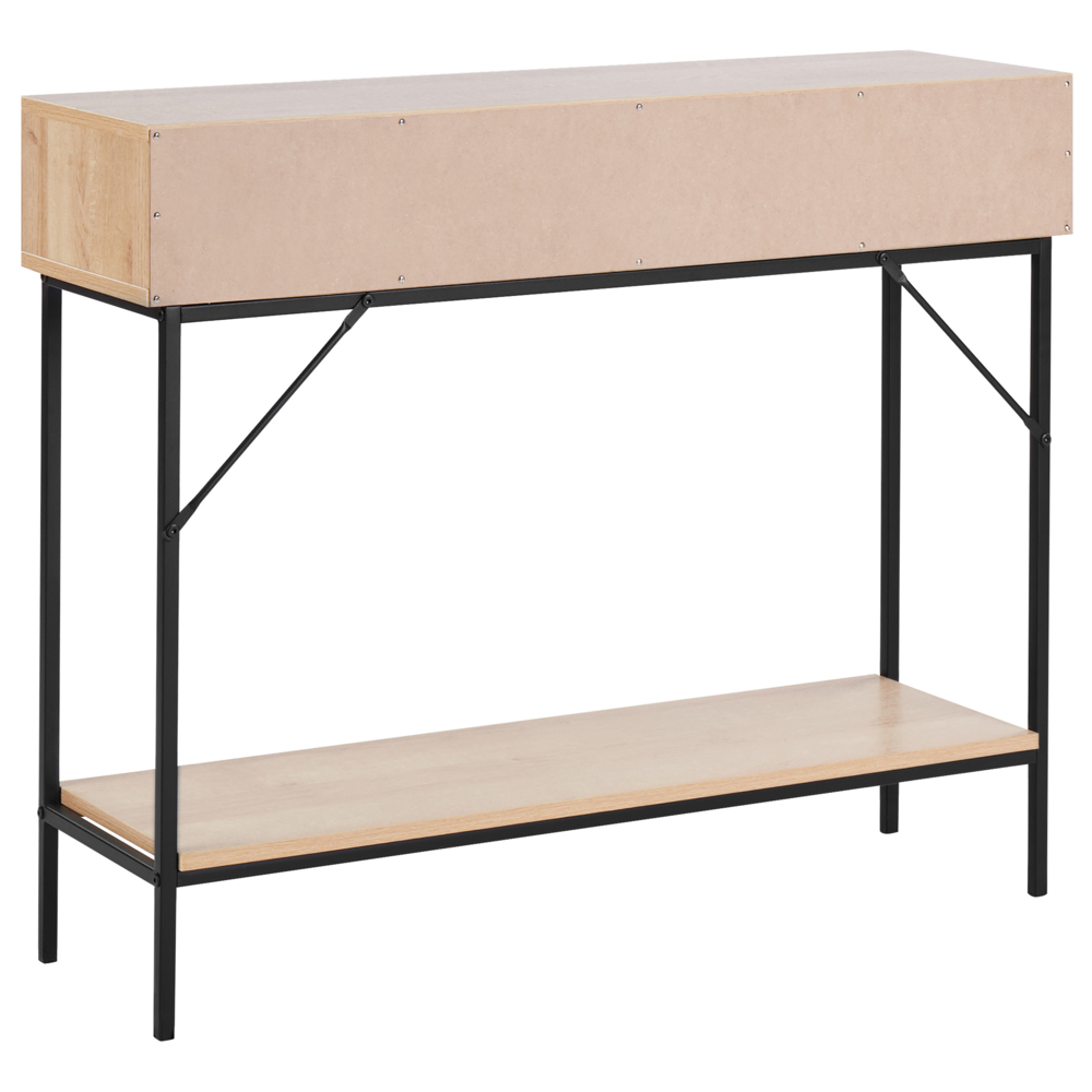 Tavolo consolle con 2 cassetti e con Scaffale in rattan legno chiaro design tradizionale