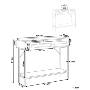 Tavolo consolle con 2 cassetti e con Scaffale in rattan legno chiaro design tradizionale