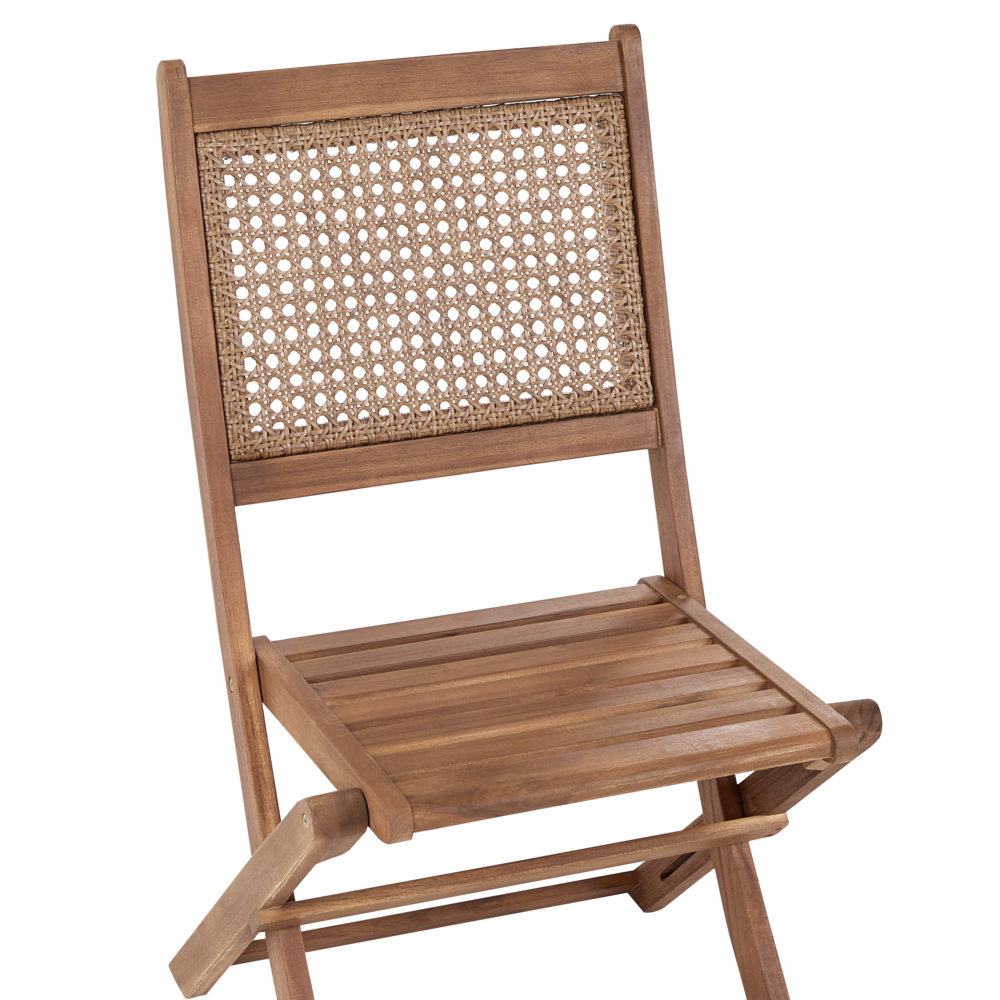 Set di 2 sedie da giardino per esterni in legno d'acacia chiaro pieghevoli stile rustico