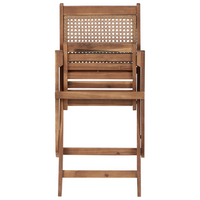 Set di 4 sedie da giardino per esterni in legno d'acacia chiaro pieghevoli stile rustico