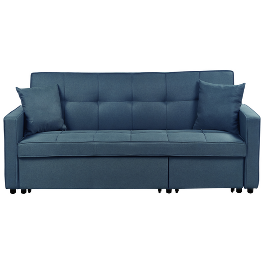 Divano letto blu Funzione letto imbottito Cuscini extra 3 posti Camera da letto in stile moderno