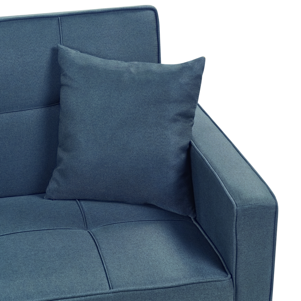 Divano letto blu Funzione letto imbottito Cuscini extra 3 posti Camera da letto in stile moderno