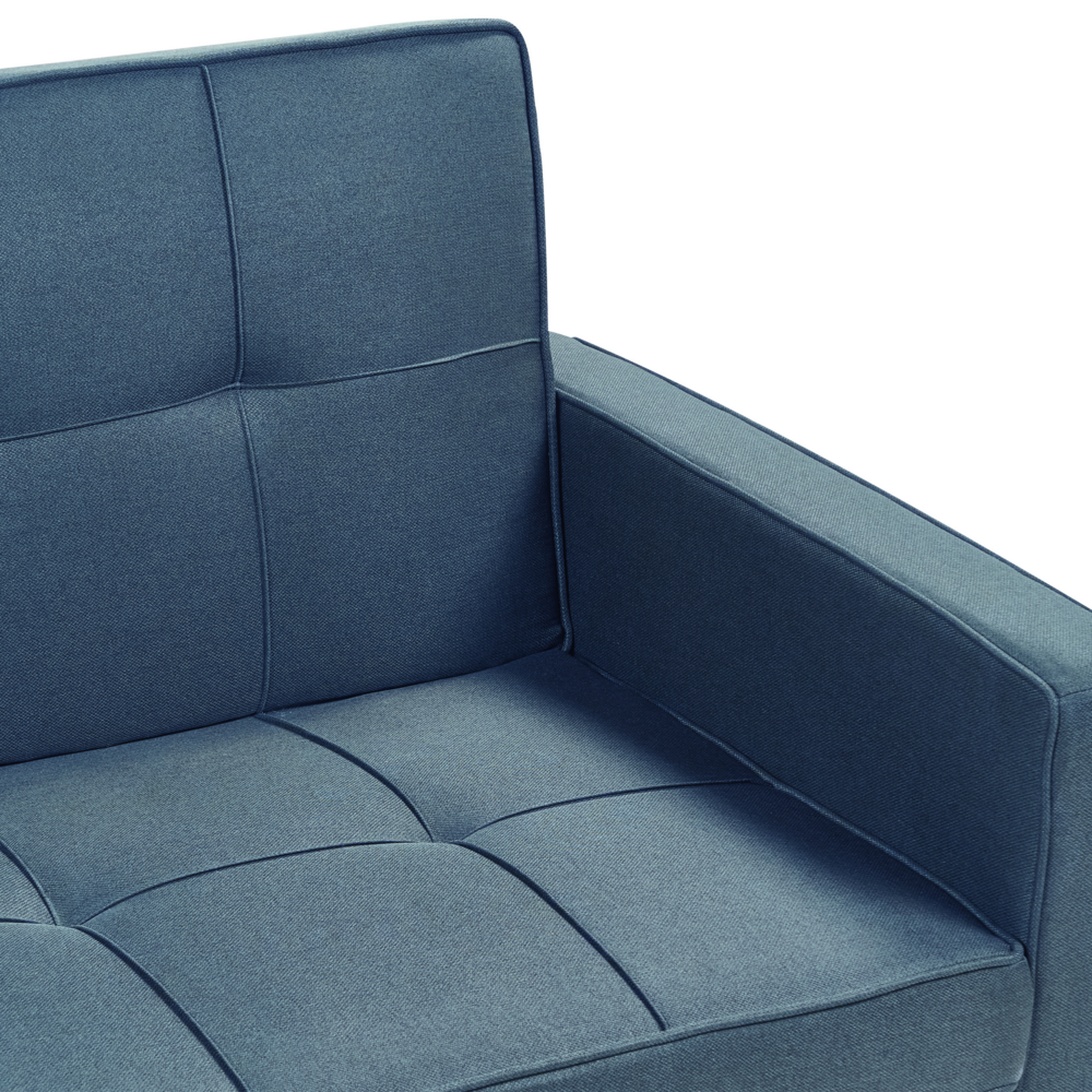 Divano letto blu Funzione letto imbottito Cuscini extra 3 posti Camera da letto in stile moderno