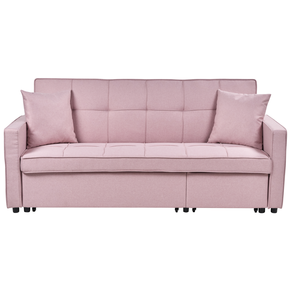 Divano letto rosa Funzione letto imbottito Cuscini extra 3 posti Camera da letto in stile moderno