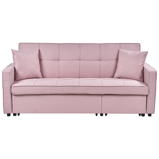 Divano letto rosa Funzione letto imbottito Cuscini extra 3 posti Camera da letto in stile moderno