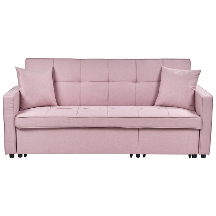 Divano letto rosa Funzione letto imbottito Cuscini extra 3 posti Camera da letto in stile moderno