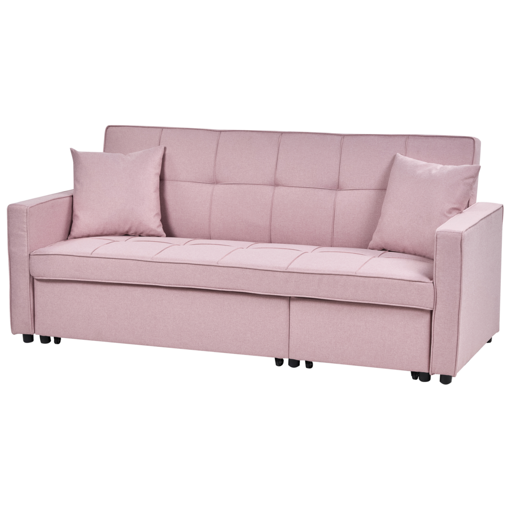 Divano letto rosa Funzione letto imbottito Cuscini extra 3 posti Camera da letto in stile moderno