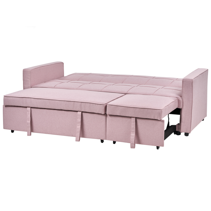 Divano letto rosa Funzione letto imbottito Cuscini extra 3 posti Camera da letto in stile moderno