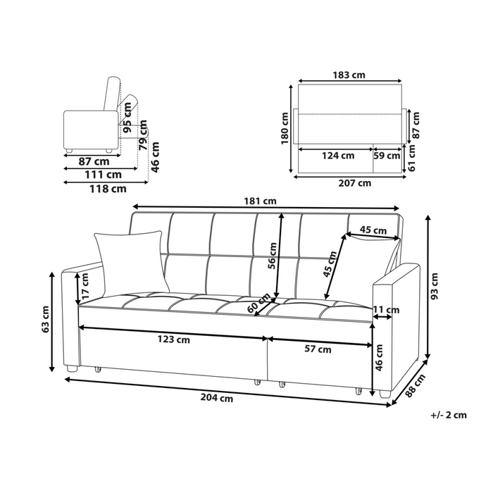 Divano letto rosa Funzione letto imbottito Cuscini extra 3 posti Camera da letto in stile moderno