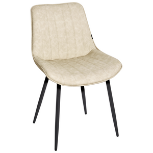 Set di 2 sedie da pranzo in ecopelle beige chiaro con gambe in acciaio nero senza braccioli set da pranzo salotto soggiorno moderno