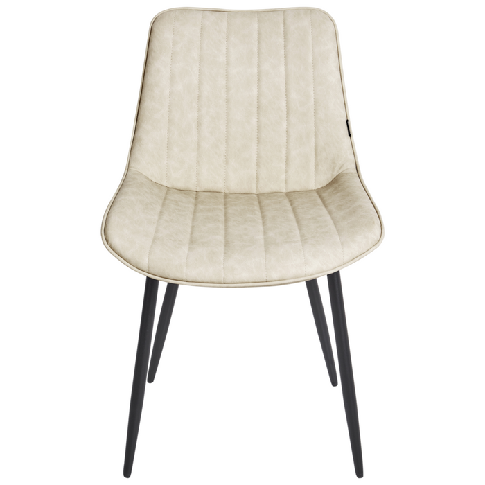 Set di 2 sedie da pranzo in ecopelle beige chiaro con gambe in acciaio nero senza braccioli set da pranzo salotto soggiorno moderno