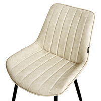 Set di 2 sedie da pranzo in ecopelle beige chiaro con gambe in acciaio nero senza braccioli set da pranzo salotto soggiorno moderno