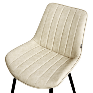 Set di 2 sedie da pranzo in ecopelle beige chiaro con gambe in acciaio nero senza braccioli set da pranzo salotto soggiorno moderno