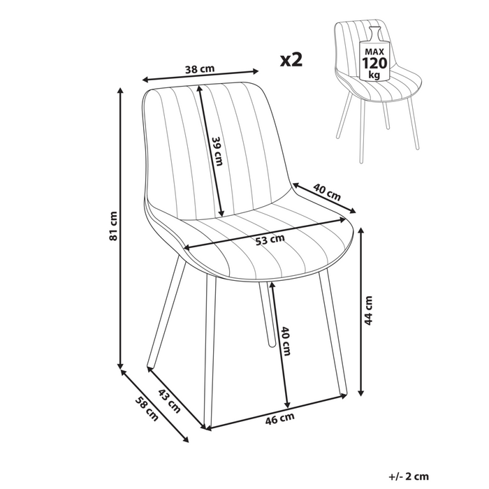 Set di 2 sedie da pranzo in ecopelle beige chiaro con gambe in acciaio nero senza braccioli set da pranzo salotto soggiorno moderno
