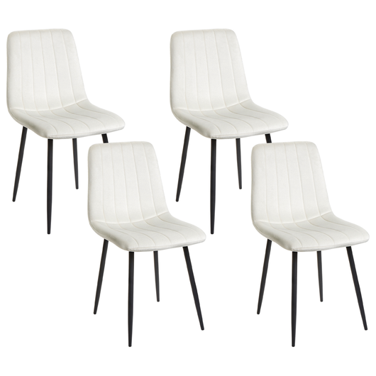 Set di 4 sedie da pranzo in velluto   bianco sporco Gambe in ferro stile moderno