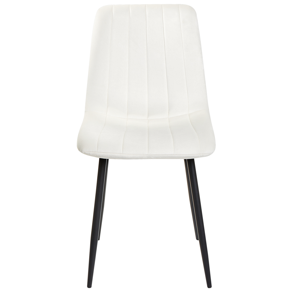 Set di 4 sedie da pranzo in velluto   bianco sporco Gambe in ferro stile moderno