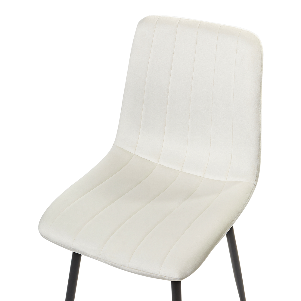 Set di 4 sedie da pranzo in velluto   bianco sporco Gambe in ferro stile moderno