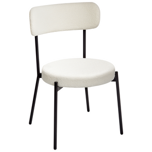 Set di 2 sedie per sala da pranzo Boucle bianco Gambe in acciaio nero Sedute per sala da pranzo di design moderno