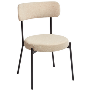 Set di 2 sedie per sala da pranzo Boucle beige chiaro Gambe in acciaio nero Sedute per sala da pranzo di design moderno