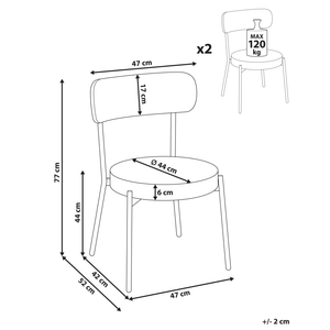 Set di 2 sedie per sala da pranzo Boucle verde chiaro Gambe in acciaio nero Sedute per sala da pranzo di design moderno