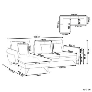Divano 3 posti angolare rivestito in tessuto beige lato destro regolabile stile moderno design classico