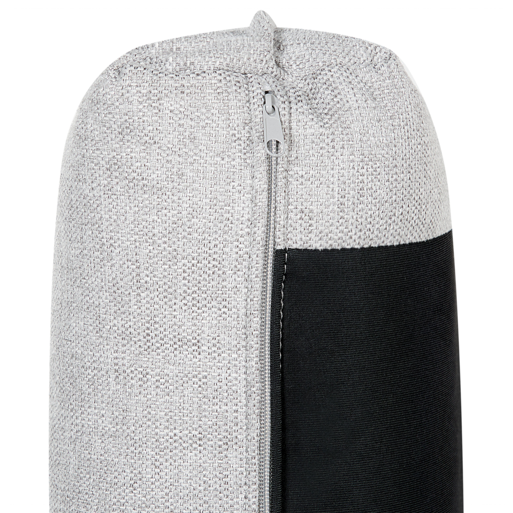 Divano 3 posti angolare imbottito in tessuto di lino grigio chiaro con gambe in metallo e 2 cuscini soggiorno elegante