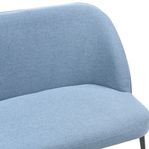 Divano da cucina Rivestimento in tessuto blu Struttura in metallo a 2 posti Gambe nere Panca