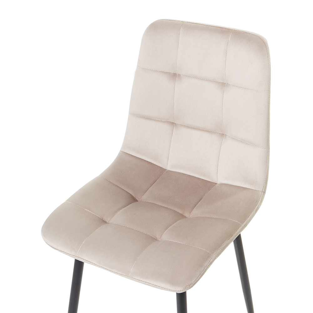 Set di 4 sedie da pranzo in velluto beige gambe in ferro stile moderno