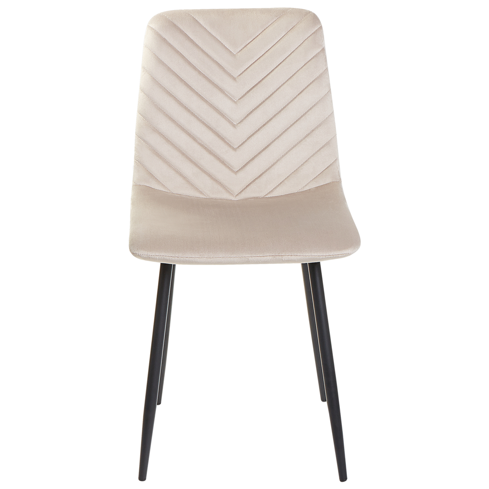 Set di 4 sedie da pranzo in velluto beige gambe in ferro gambe stile elegante